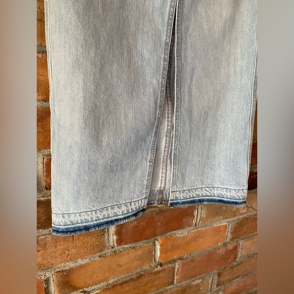 7 FOR ALL MANKIND denim jean midi skirt light-wash front slit size 24 - Picture 3 of 9